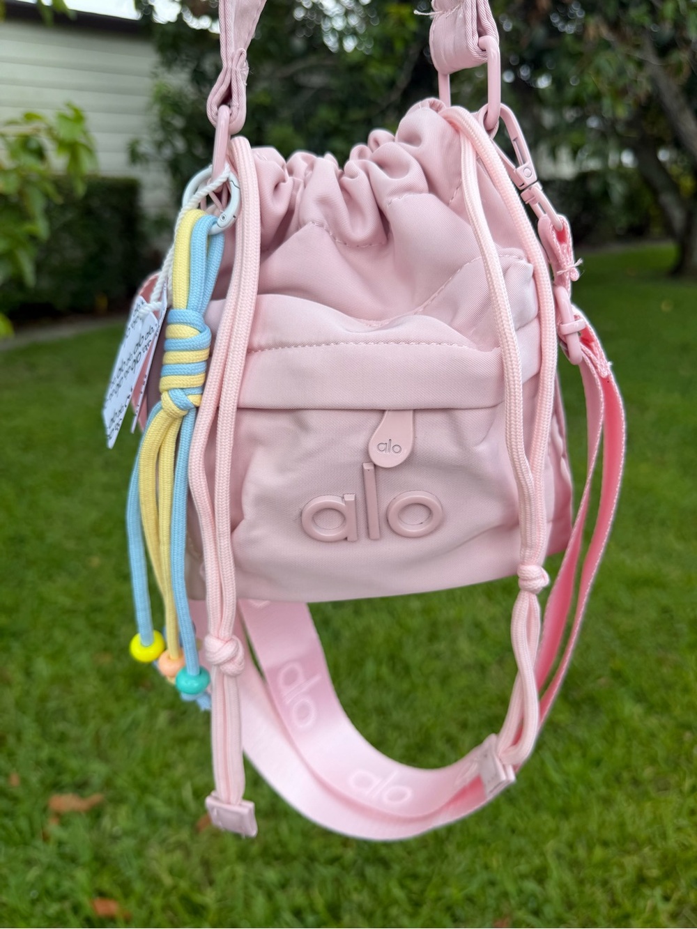 ALO Yoga Blush Pink Drawstring Mini Bucket Bag - Picture 10 of 16